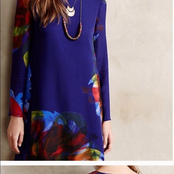 Leifsdottir 100% silk bold color swing dress - Picture 10 of 13